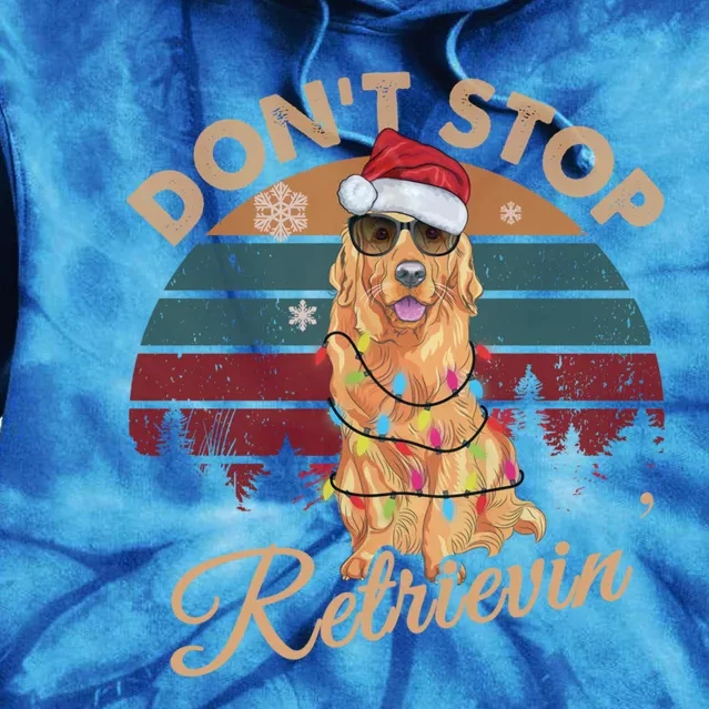 Dont Stop Retrievin Golden Retriever Retro Christmas Gift Tie Dye Hoodie