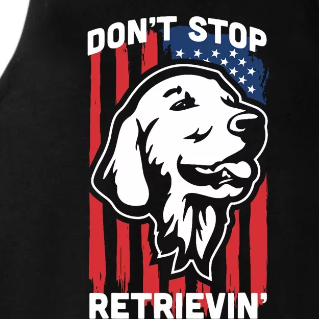 DonT Stop Retrieving American Flag Golden Retriever Ladies Tri-Blend Wicking Tank