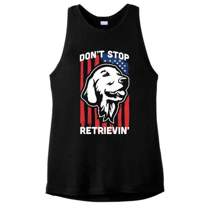 DonT Stop Retrieving American Flag Golden Retriever Ladies Tri-Blend Wicking Tank