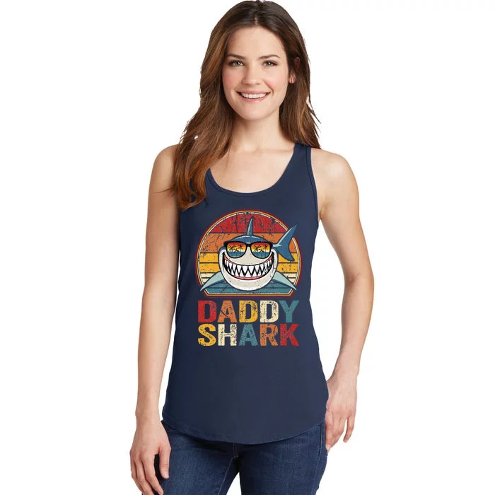 Daddy Shark Retro Pajamas Father Day Gifts Daddy Shark Ladies Essential Tank