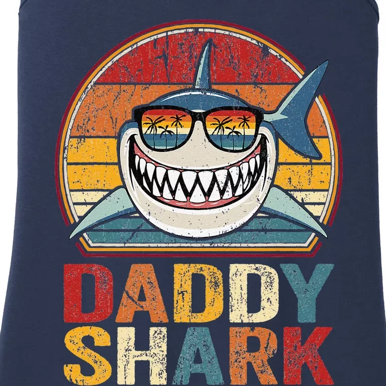 Daddy Shark Retro Pajamas Father Day Gifts Daddy Shark Ladies Essential Tank