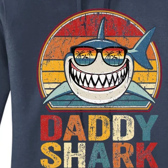 Daddy Shark Retro Pajamas Father Day Gifts Daddy Shark Women's Pullover Hoodie