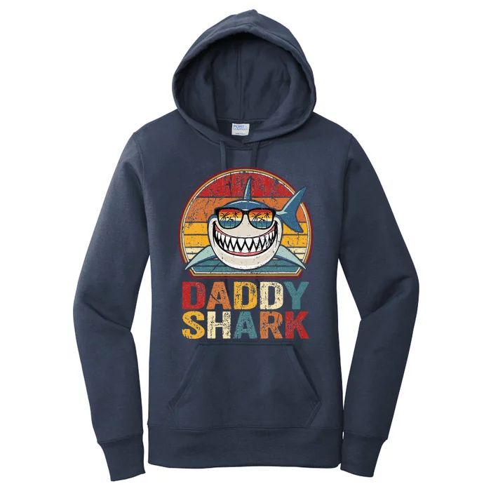 Daddy Shark Retro Pajamas Father Day Gifts Daddy Shark Women's Pullover Hoodie