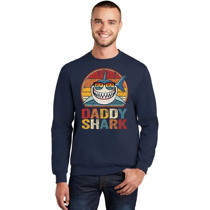 Daddy Shark Retro Pajamas Father Day Gifts Daddy Shark Tall Sweatshirt