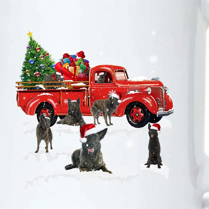 Dutch Shepherd Riding Red Truck Merry Christmas XMas Ugly Funny Gift Black Color Changing Mug