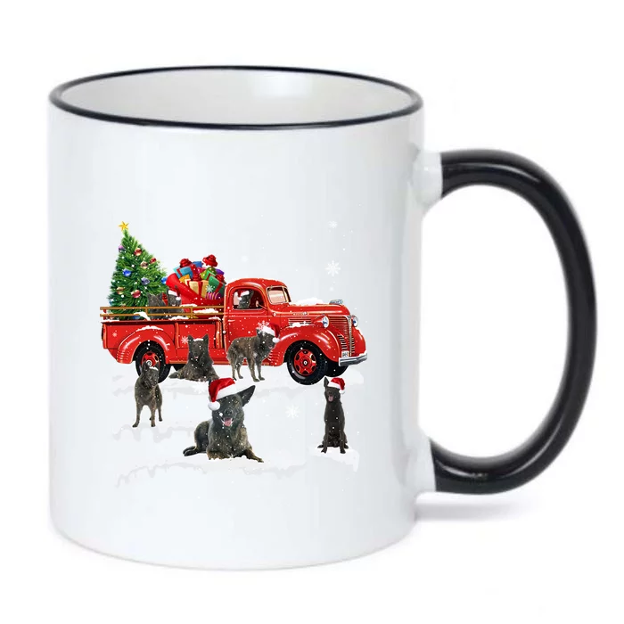 Dutch Shepherd Riding Red Truck Merry Christmas XMas Ugly Funny Gift Black Color Changing Mug