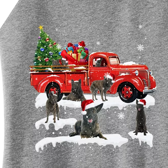 Dutch Shepherd Riding Red Truck Merry Christmas XMas Ugly Funny Gift Women’s Perfect Tri Rocker Tank