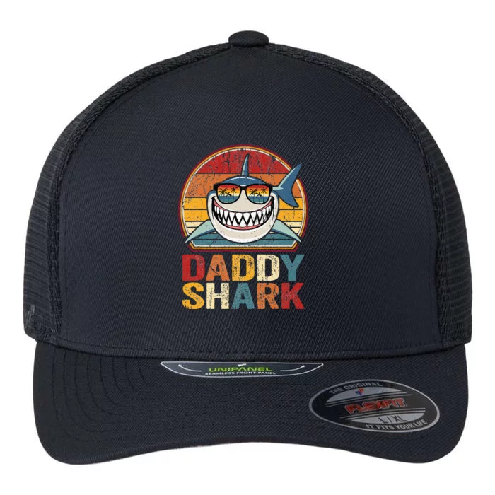 Daddy Shark Retro Pajamas Father Day Gifts Daddy Shark Flexfit Unipanel Trucker Cap