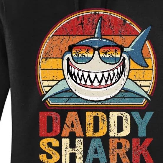 Daddy Shark Retro Pajamas Father Day Gifts Daddy Shark Women's Pullover Hoodie