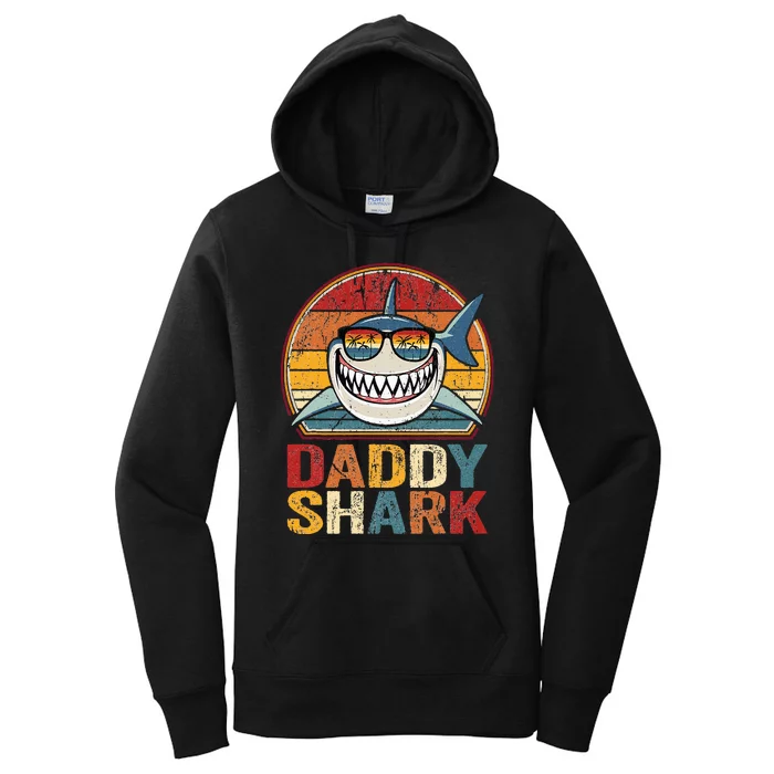 Daddy Shark Retro Pajamas Father Day Gifts Daddy Shark Women's Pullover Hoodie