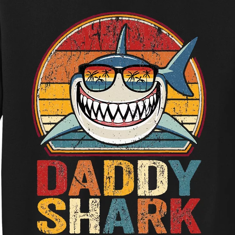 Daddy Shark Retro Pajamas Father Day Gifts Daddy Shark Tall Sweatshirt