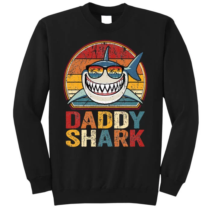 Daddy Shark Retro Pajamas Father Day Gifts Daddy Shark Tall Sweatshirt