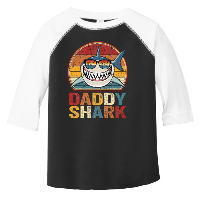 Daddy Shark Retro Pajamas Father Day Gifts Daddy Shark Toddler Fine Jersey T-Shirt