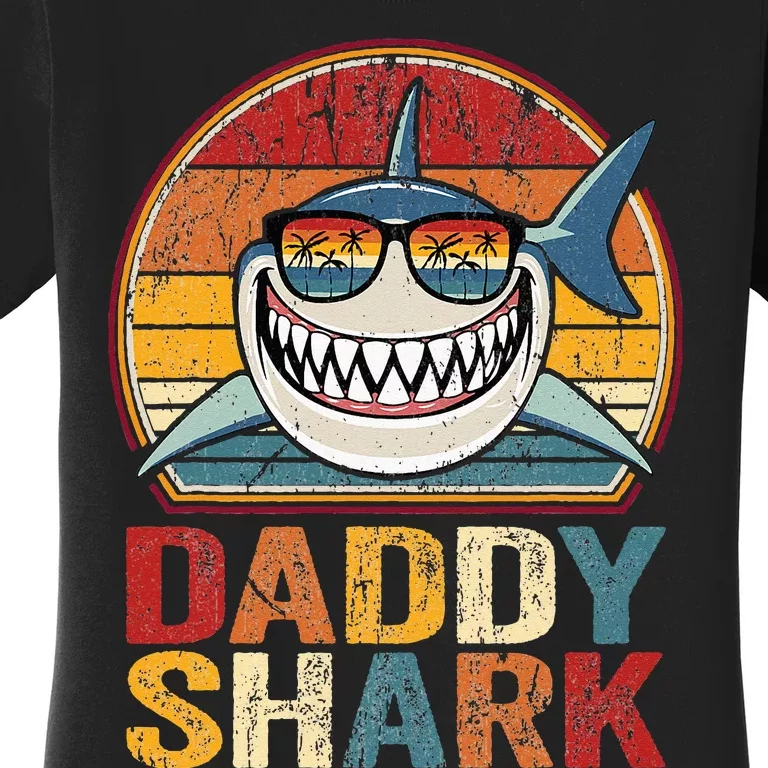 Daddy Shark Retro Pajamas Father Day Gifts Daddy Shark Women's T-Shirt