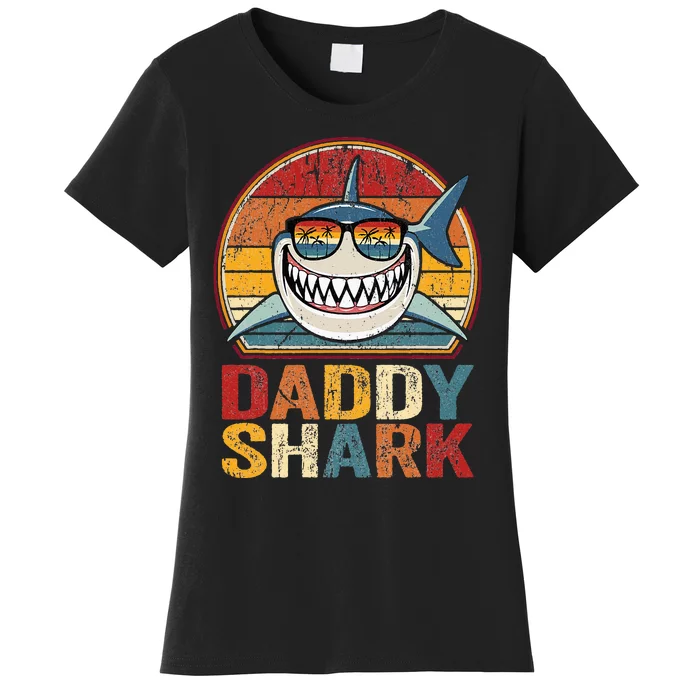 Daddy Shark Retro Pajamas Father Day Gifts Daddy Shark Women's T-Shirt