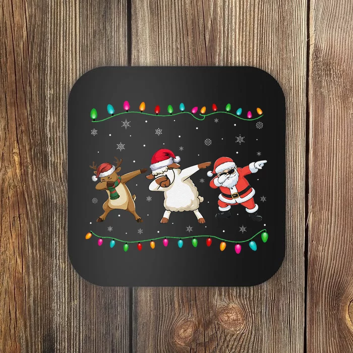 Dabbing Santa Reindeer Shee.P Xmas Tree Lights Dab Coaster