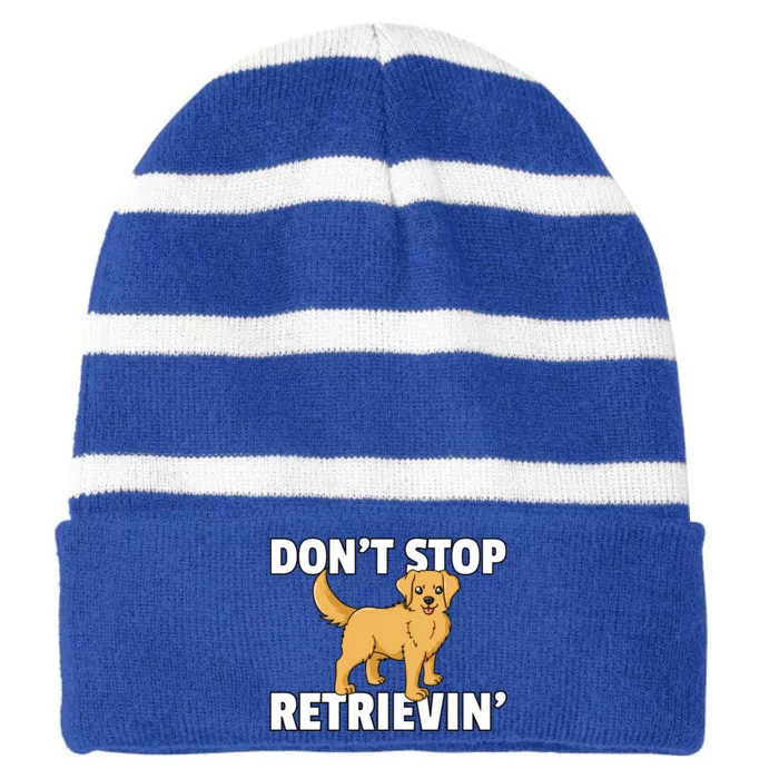 Dont Stop Retrievin For Golden Retriever Owner Gift Striped Beanie with Solid Band