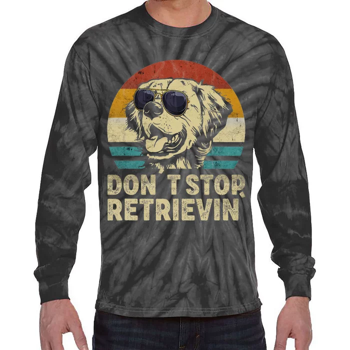 Don´t stop Retrieving Golden Retriever Dog retro vintage (1) Tie-Dye Long Sleeve Shirt