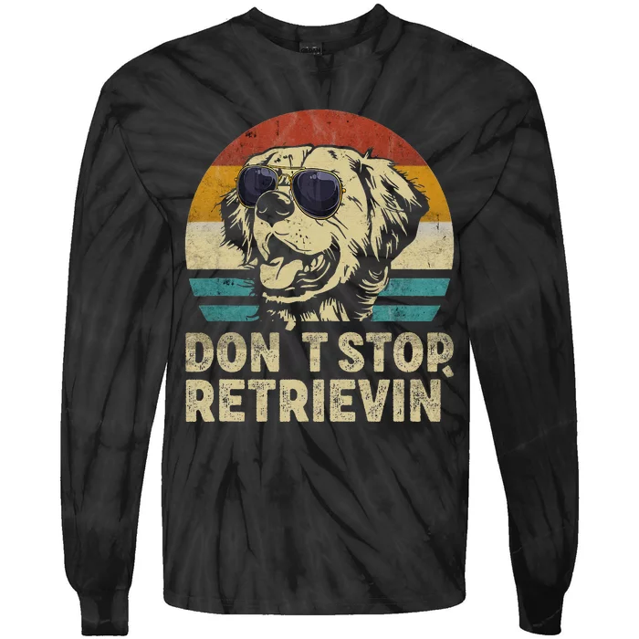 Don´t stop Retrieving Golden Retriever Dog retro vintage (1) Tie-Dye Long Sleeve Shirt