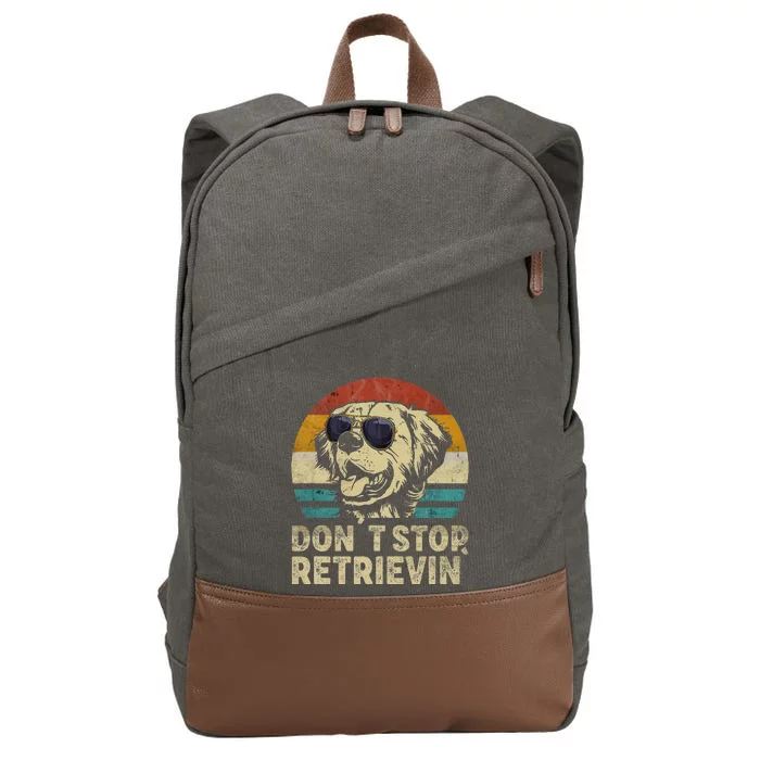 Don´t stop Retrieving Golden Retriever Dog retro vintage (1) Cotton Canvas Backpack