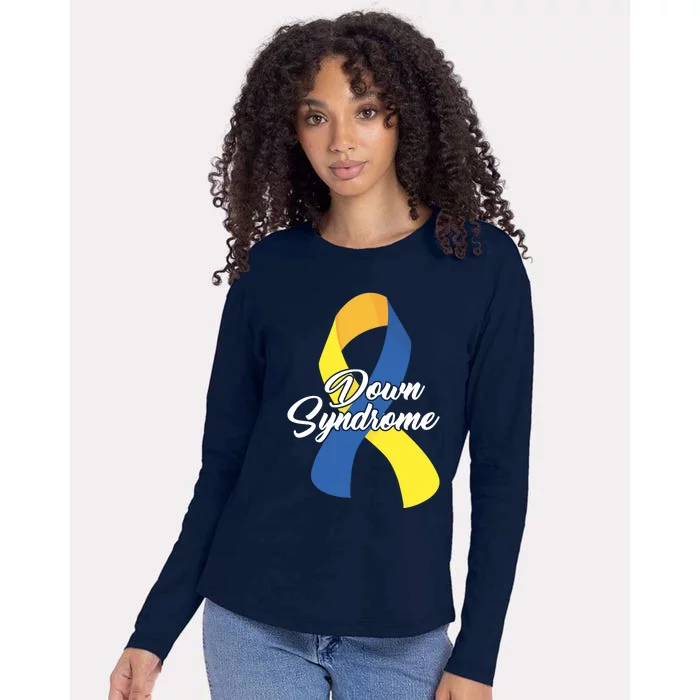 Down Syndrome Ribbon Awareness Womens Cotton Relaxed Long Sleeve T-Shirt