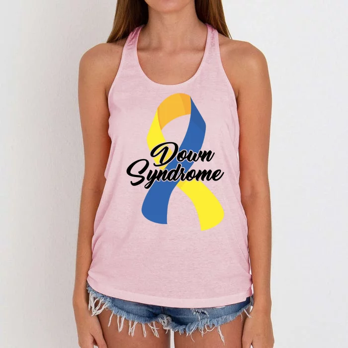 Down Syndrome Ribbon Awareness Women's Knotted Racerback Tank