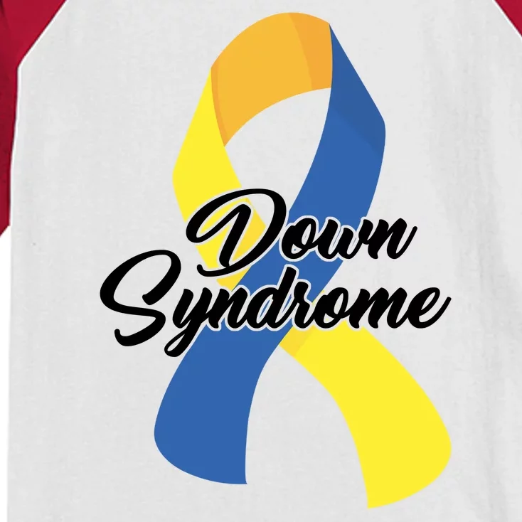 Down Syndrome Ribbon Awareness Kids Colorblock Raglan Jersey