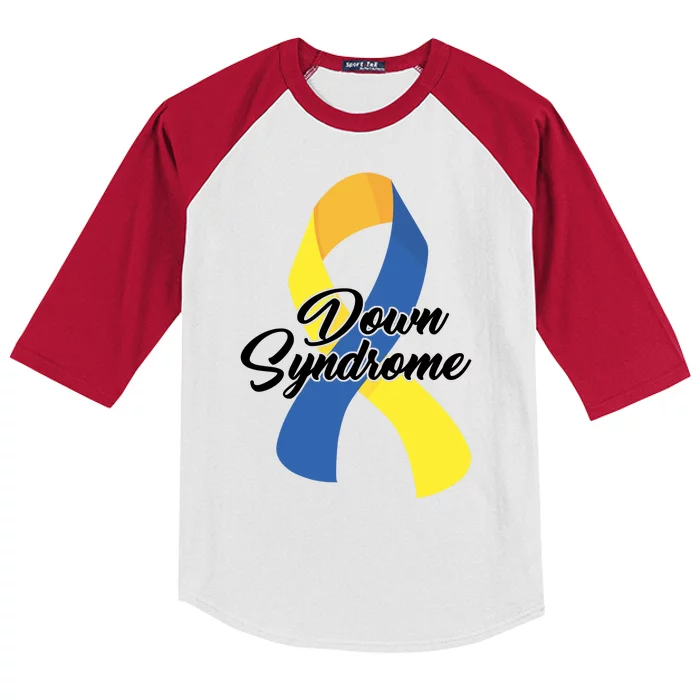 Down Syndrome Ribbon Awareness Kids Colorblock Raglan Jersey