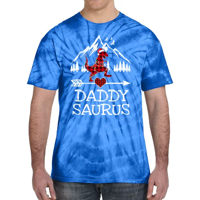 Daddy Saurus Red Plaid T Rex Dinosaur Family Pajamas Xmas Meaningful Gift Tie-Dye T-Shirt