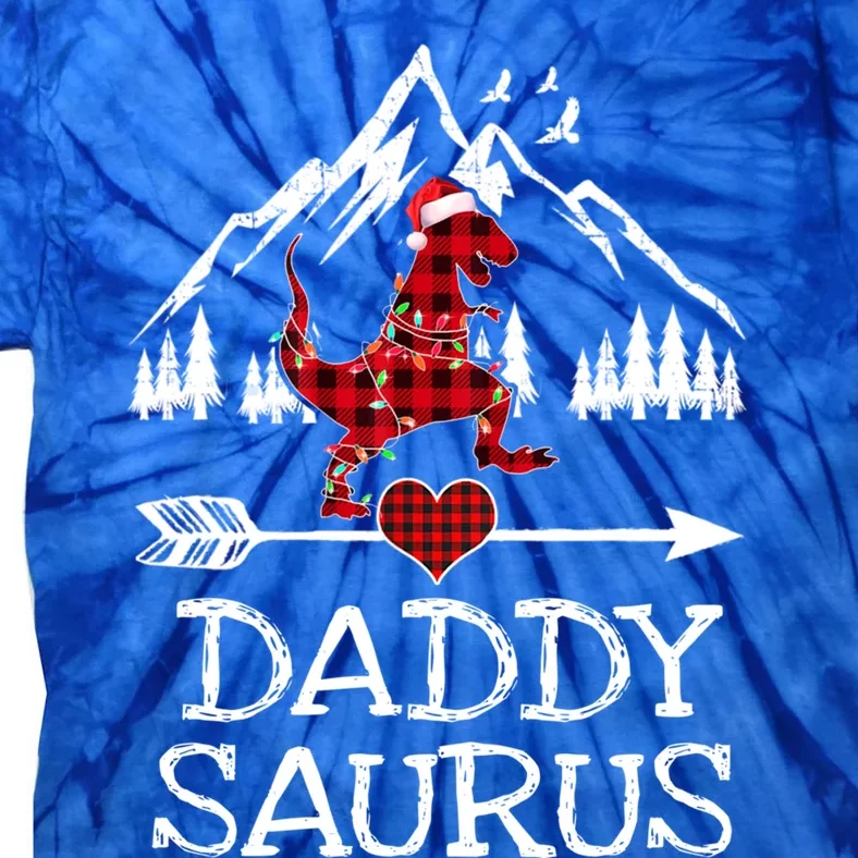 Daddy Saurus Red Plaid T Rex Dinosaur Family Pajamas Xmas Meaningful Gift Tie-Dye T-Shirt