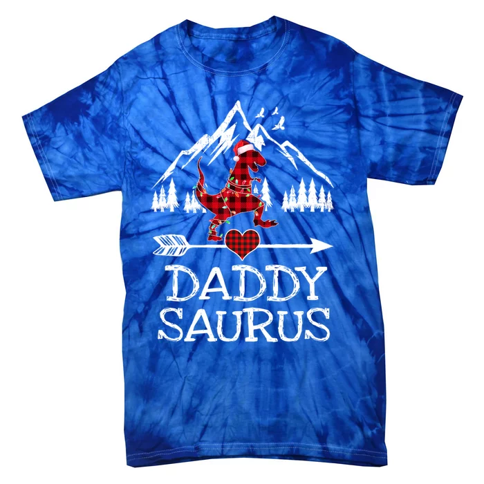 Daddy Saurus Red Plaid T Rex Dinosaur Family Pajamas Xmas Meaningful Gift Tie-Dye T-Shirt