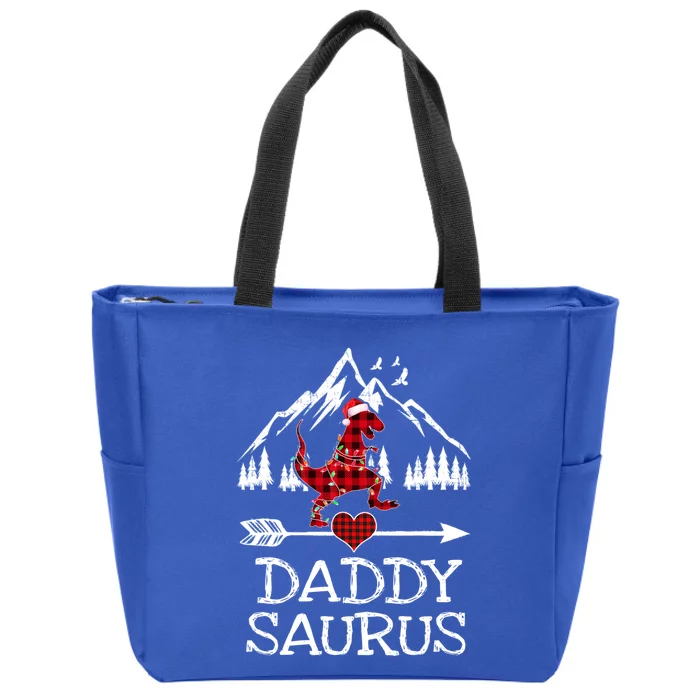 Daddy Saurus Red Plaid T Rex Dinosaur Family Pajamas Xmas Meaningful Gift Zip Tote Bag