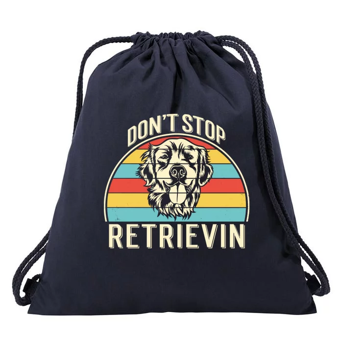 Dont Stop Retrievin Vintage Golden Retriever Gift Drawstring Bag