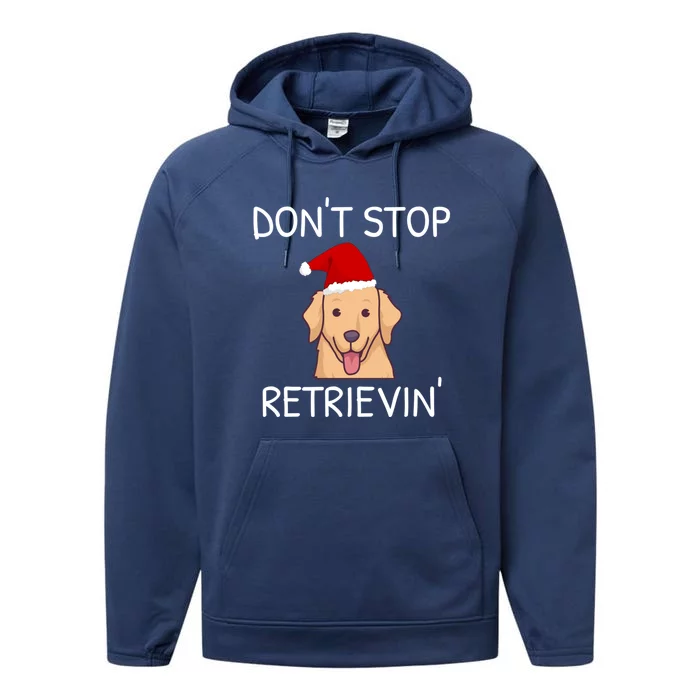 Dont Stop Retrieving Christmas Golden Retriever Meaningful Gift Performance Fleece Hoodie