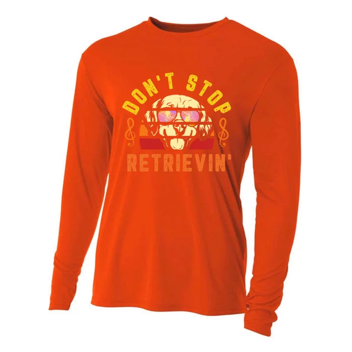 Dont Stop Retrievin Retro Golden Retriever Music Note Pun Gift Cooling Performance Long Sleeve Crew