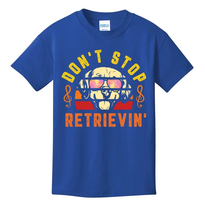 Dont Stop Retrievin Retro Golden Retriever Music Note Pun Gift Kids T-Shirt