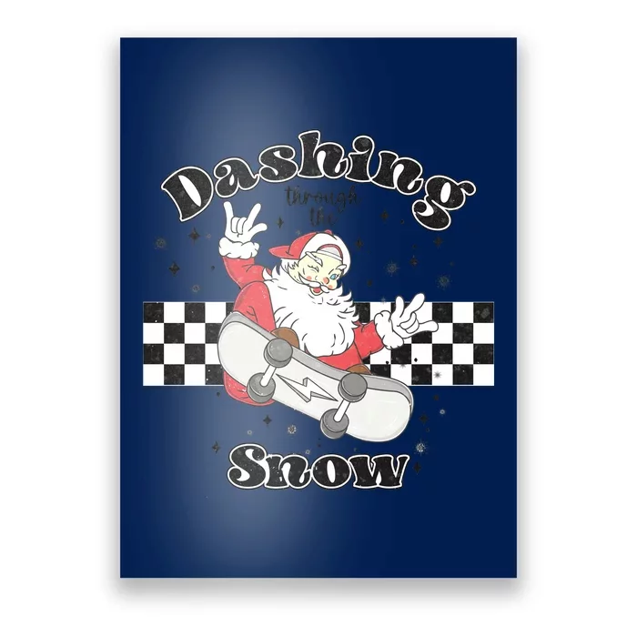 Dashing Snow Retro Christmas Poster