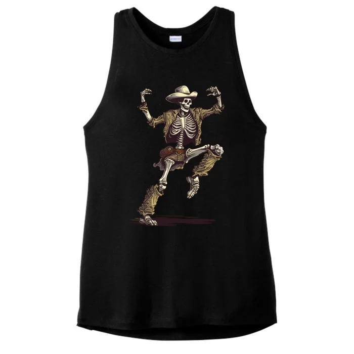 Dancing Skeleton Scary Halloween Cow Skeleton Funny Gift Ladies Tri-Blend Wicking Tank