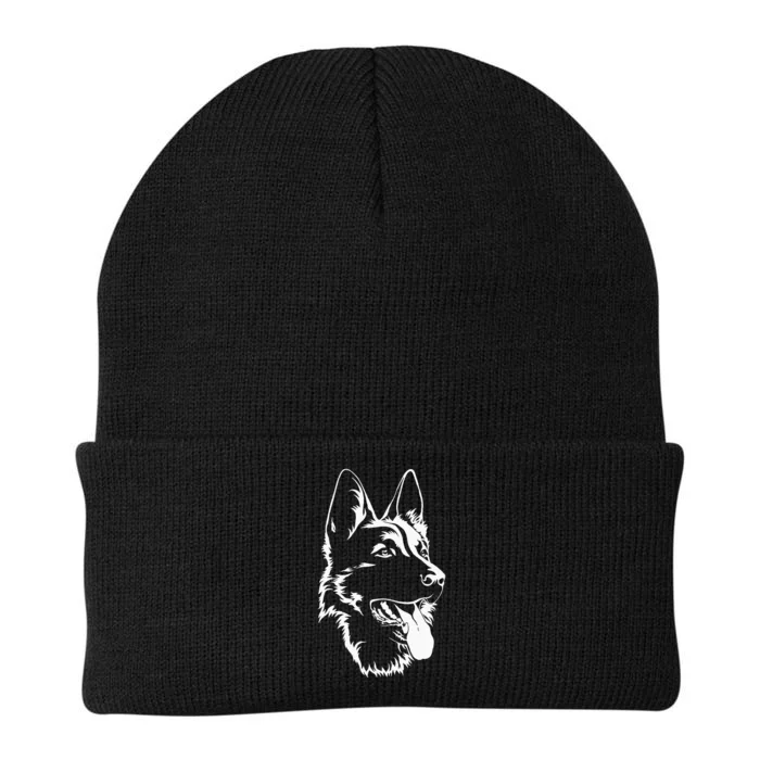 Dog Silhouette Sitting German Shepherd Knit Cap Winter Beanie