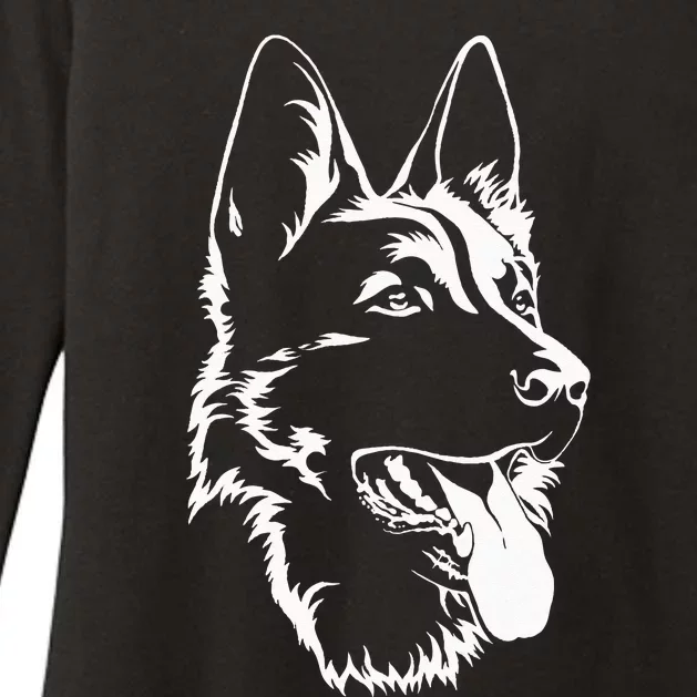 Dog Silhouette Sitting German Shepherd Womens CVC Long Sleeve Shirt