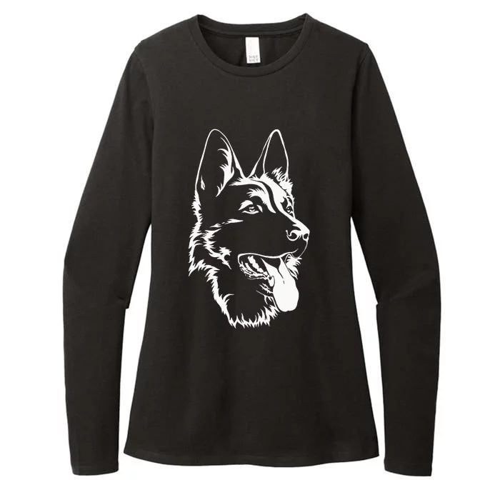 Dog Silhouette Sitting German Shepherd Womens CVC Long Sleeve Shirt