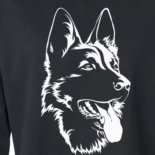 Dog Silhouette Sitting German Shepherd Cropped Pullover Crew