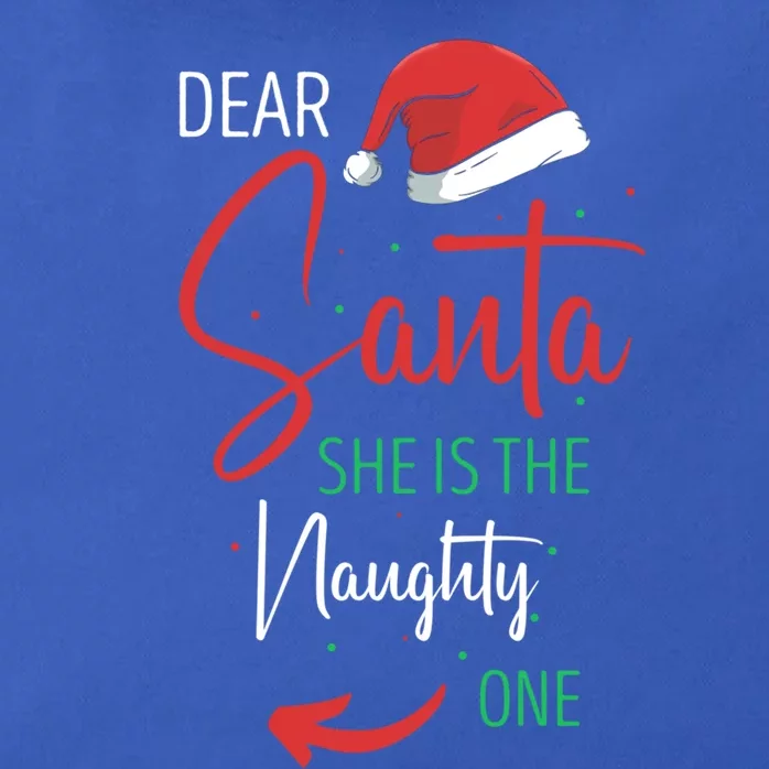 Dear Santa She Is The Naughty One Christmas Couples Present Gift Zip Tote Bag