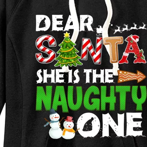 Dear Santa She Is The Naughty One Christmas Matching Couple Gift Women's Fleece Hoodie