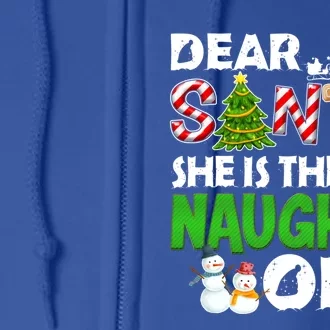 Dear Santa She Is The Naughty One Christmas Matching Couple Gift Full Zip Hoodie