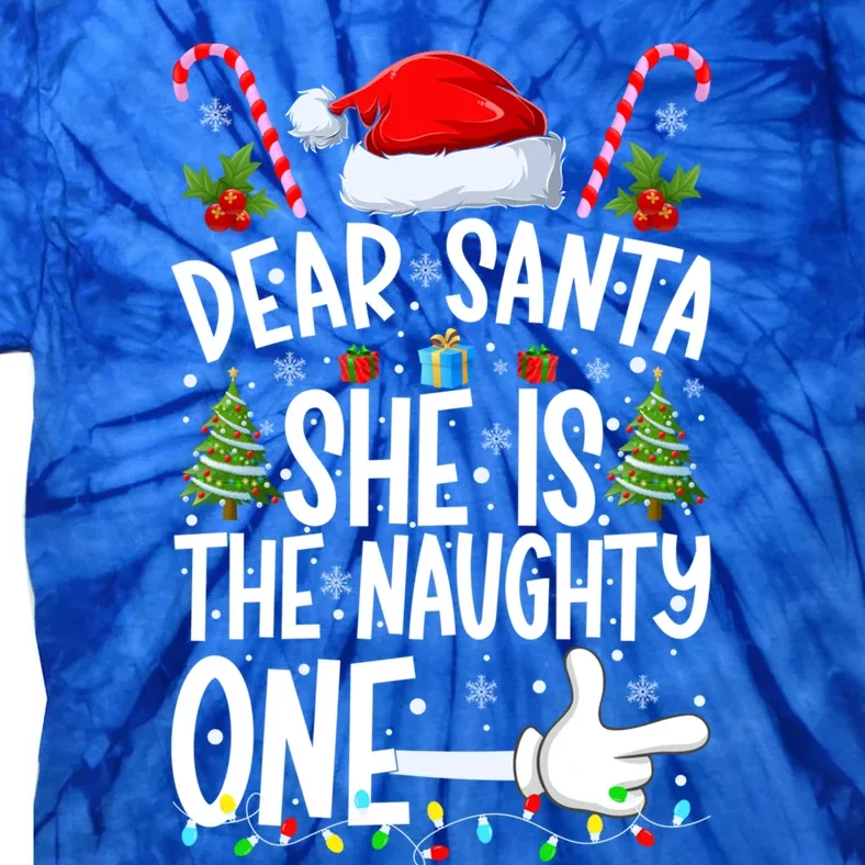 Dear Santa She Is The Naughty One Christmas Couples Xmas Gift Tie-Dye T-Shirt