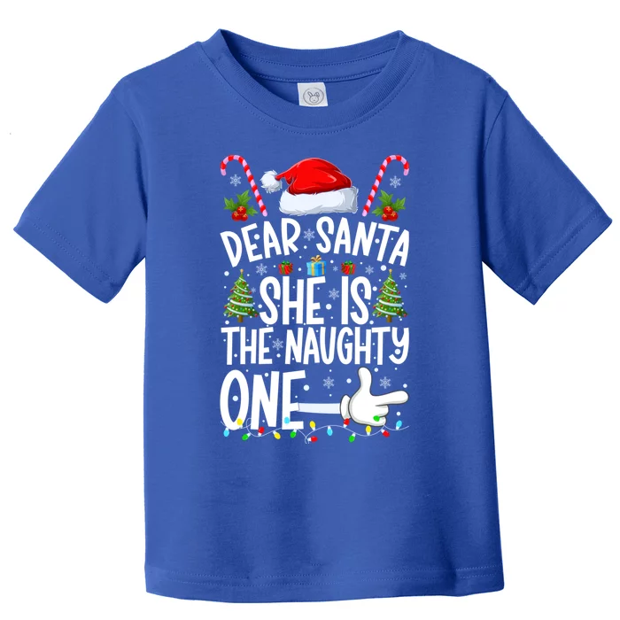 Dear Santa She Is The Naughty One Christmas Couples Xmas Gift Toddler T-Shirt