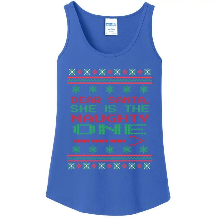 Dear Santa She Is The Naughty One Christmas Ugly Sweater Cool Gift Ladies Essential Tank