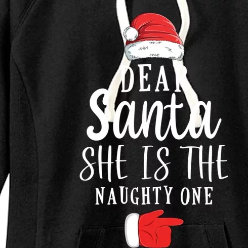 Dear Santa She Is The Naughty One Couple Matching Christmas Great Gift Women's Fleece Hoodie