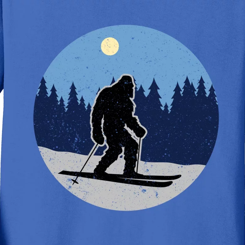 Downhill Snow Skiing Bigfoot Ski Winter Sports Alpine Great Gift Kids Long Sleeve Shirt